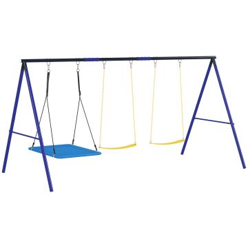 Set de leagăne AIYAPLAY pentru 3 copii, 120 kg capacitate de încărcare, leagăne pentru exterior, Multicolor | Aosom Romania