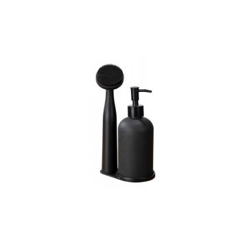 Set dispenser sapun lichid si perie pentru bucatarie Wenko Black Outdoor Kitchen Piedo 55077100