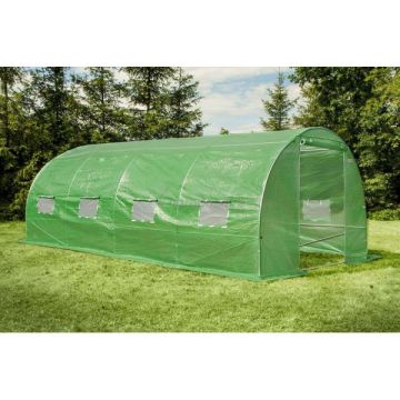 Solar gradina / Sera legume cu schelet metalic 8 x 4 x 2.5 m,  teava 32 x 1.2 mm, 32 mp, polietilena 180g/m2, rezistenta la UV