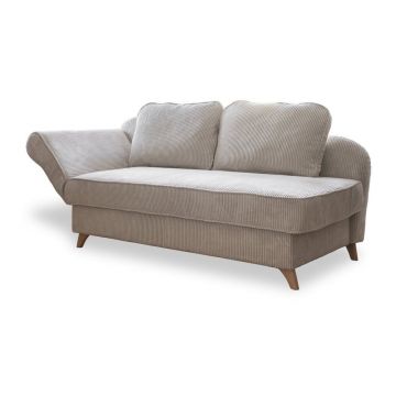 Șezlong bej cu tapițerie din catifea reiată (cu colț pe partea stângă) Chic Charlotte – Miuform