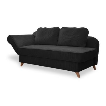 Șezlong gri antracit cu tapițerie din catifea reiată (cu colț pe partea stângă) Chic Charlotte – Miuform