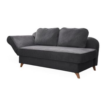 Șezlong gri cu tapițerie din catifea reiată (cu colț pe partea stângă) Chic Charlotte – Miuform