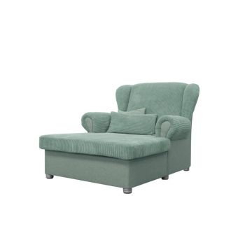 Șezlong verde mentă cu tapițerie din catifea reiată Lord – Ropez