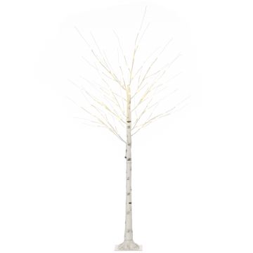 HOMCOM Copac luminos cu LED, decorațiune luminoasă alb cald, 96 LED-uri 180 cm, decorațiune de Crăciun, cameră, casă, alb | Aosom Romania