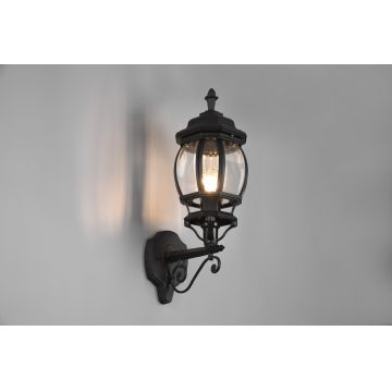 Lampa de exterior Elvo, TRIO, 15.5x24.5x49.5 cm, 60W, 1x E27, aluminiu, negru mat