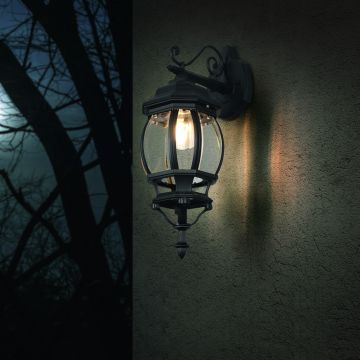 Lampa de exterior Elvo, TRIO, 24.5x15.5x49.5 cm, 60W, 1x E27, aluminiu, negru mat