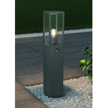 Lampadar de exterior cu senzor Garonne, TRIO, 14x15.5x80 cm, 60W, 1x E27, aluminiu, antracit