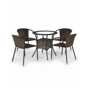 Masă Midas, rotundă, lemn masiv, 74x74 cm, maro închis