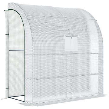 Outsunny 7' x 3' x 7' Outdoor Walk-In Greenhouse, Plant Nursery with Roll-up Windows, PE Cover, and 3 Wire Shelves, White | Aosom Romania