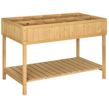 Outsunny Jardiniere pe picioare pătrată Potager cu raft dim. 110L x 46l x 76H cm 8 Compartimente & Insertii de irigare Lemn de Brad | Aosom Romania Outsunny Jardiniere pe picioare pătrată Potager cu raft dim. 110L x 46l x 76H cm 8 Compartimente & Insertii de irigare Lemn de Brad | Aosom Romania