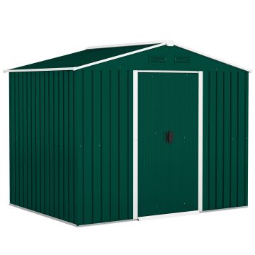Outsunny Magazie de Grădină 3.6m² din Oțel, cu 2 Uși Glisante și 4 Ferestre de Ventilație, 236x174x190 cm, Verde | Aosom Romania Outsunny Magazie de Grădină 3.6m² din Oțel, cu 2 Uși Glisante și 4 Ferestre de Ventilație, 236x174x190 cm, Verde | Aosom Romania
