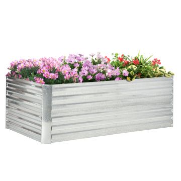 Outsunny Pat de grădină în formă de potager dreptunghiular cu tuburi de armare din oțel galvanizat 180 x 90 x 59 cm | Aosom Romania Outsunny Pat de grădină în formă de potager dreptunghiular cu tuburi de armare din oțel galvanizat 180 x 90 x 59 cm | Aosom Romania