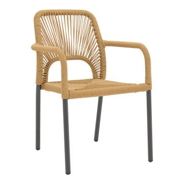 Scaun de aluminiu Norture , empilabil, cadru antracit-ratan Natural 57x63x82cm