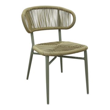 Scaun din aluminiu-pe ratan Agus , empilabil,, maro, 55x63x77cm