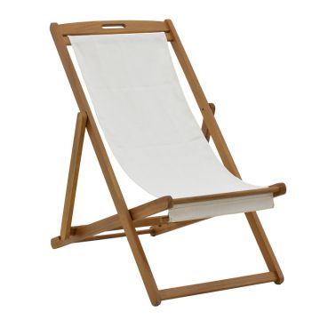 Sezlong Franclow  lemn de salcâm pvc Panza Natural alb