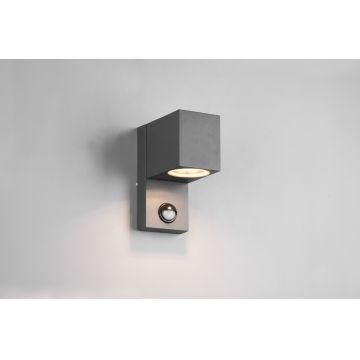 Aplica de perete patrata pentru exterior cu senzor Roya, TRIO, 7x11.6x15 cm, 35W, 1x GU10, aluminiu, antracit