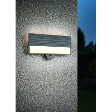 Aplica de perete pentru exterior cu senzor Mariza, TRIO, 40x20.5 cm, 10W, 1x SMD, aluminiu, antracit