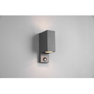 Aplica de perete pentru exterior cu senzor Roya, TRIO, 7x11.6x22 cm, 35W, 2x GU10, aluminiu, antracit