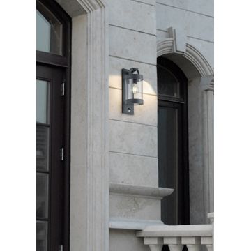 Aplica de perete pentru exterior cu senzor Sambesi, TRIO, 12.5x33 cm, 28W, 1x E27, aluminiu, antracit