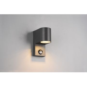Aplica de perete rotunda pentru exterior cu senzor Roya, TRIO, 7x11.6x15 cm, 35W, 1x GU10, aluminiu, antracit