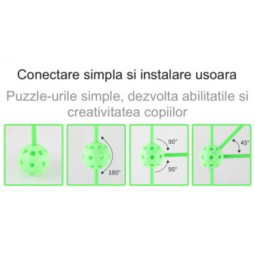 Cort interactiv pentru copii de tip Do It Yourself: 110 mingi, 200 bete si panza impermeabila