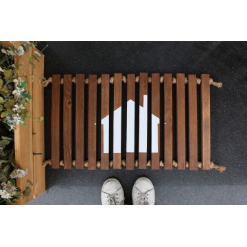 Covoras de intrare, Home, 64x40 cm, Maro / Negru