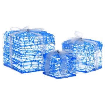 Cutii cadou de Craciun decorative, 3 buc., alb rece, acril