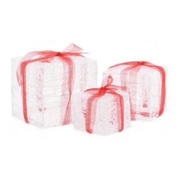 Cutii cadou de Craciun decorative, 3 buc., multicolor, acril