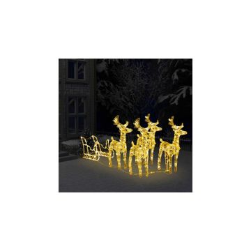 Decoratiune de Craciun cu reni si sanie, 280x28x55, acril