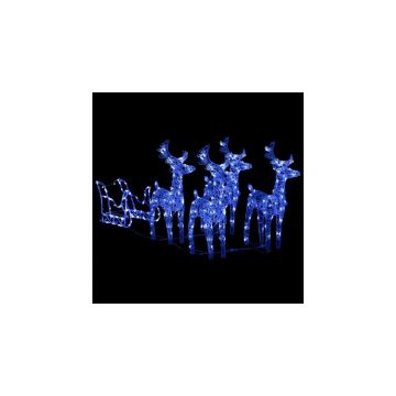 Decoratiune de Craciun cu reni si sanie, 280x28x55, acril