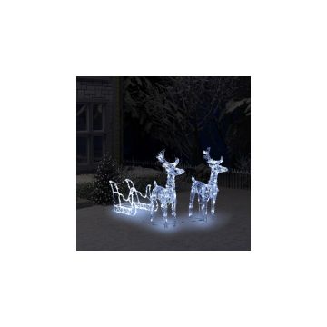 Decoratiune de Craciun reni si sanie 240 leduri 130 cm acrilic