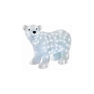 Figurina decorativa de Craciun, din acril, tip URS, 42 - 58 cm, 120 leduri, ALB RECE