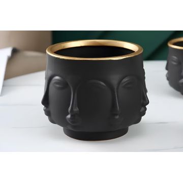 Ghiveci, CY0391, 20x12x20 cm, Poliester, Negru