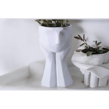 Ghiveci, CY0458, 11x20x11 cm, Poliester, Alb