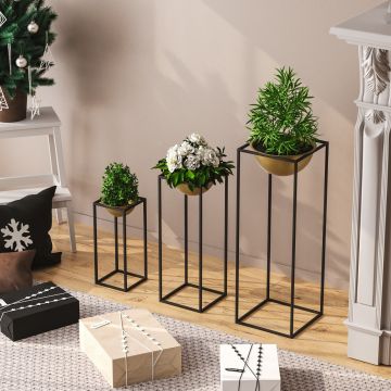 Ghiveci, GED-019-A, 28x80x28 cm, Metal, Negru