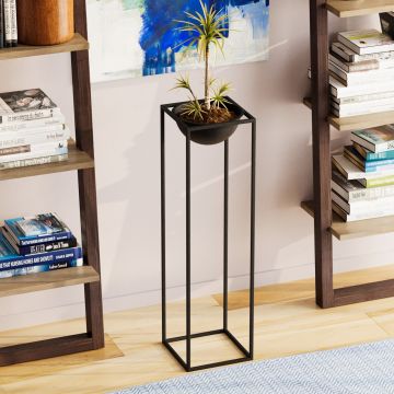 Ghiveci, GED-020, 28x80x28 cm, Metal, Negru