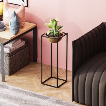 Ghiveci, GED-021-A, 22x60x22 cm, Metal, Negru