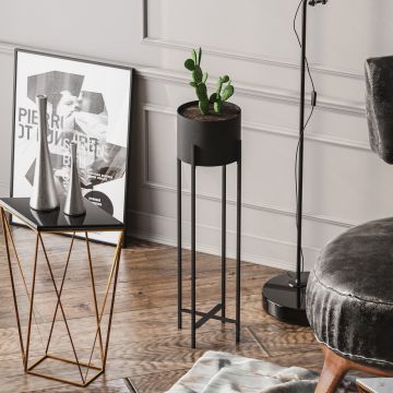 Ghiveci, GED-025, 23x78x23 cm, Metal, Negru