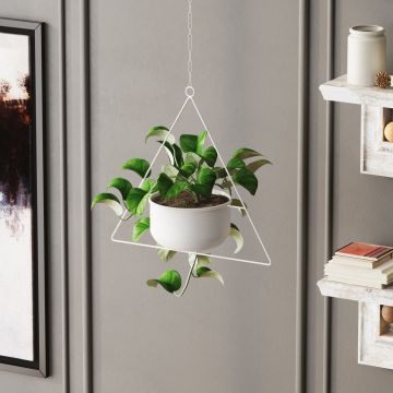 Ghiveci, Harpusta, 35x40x17 cm, Metal, Alb