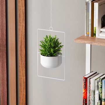 Ghiveci, Parapet, 25x40x17 cm, Metal, Alb