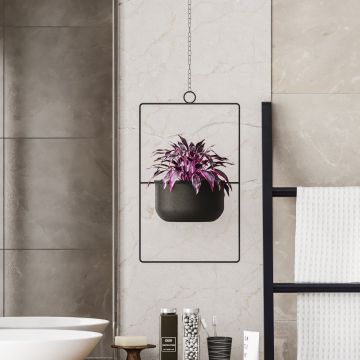 Ghiveci, Parapet, 25x40x17 cm, Metal, Negru