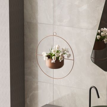 Ghiveci, Payanda, 40x40x17 cm, Metal, Cupru