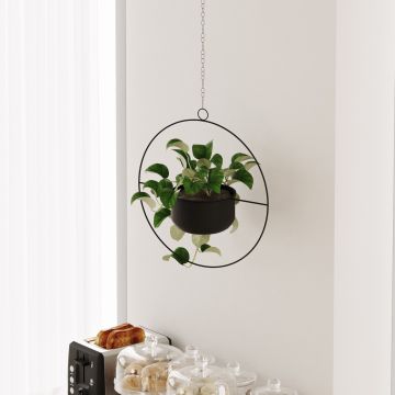 Ghiveci, Payanda, 40x40x17 cm, Metal, Negru