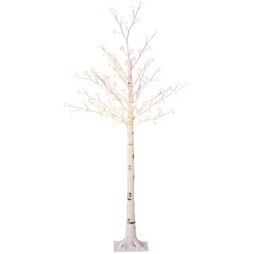 HOMCOM Copac artificial, copac artificial cu flori de cireș, cu 120 LED-uri, 3 trepte de luminozitate, alb-cald, scoarță realistă, 21 x 21 x 150 cm | Aosom Romania