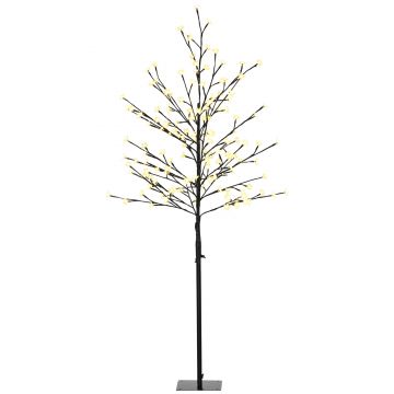 HOMCOM Lumină Copac Cireș cu 150 LED-uri Lampă Decorativă Floare de Cireș pentru Interior 17x17x150 cm Negru | Aosom Romania