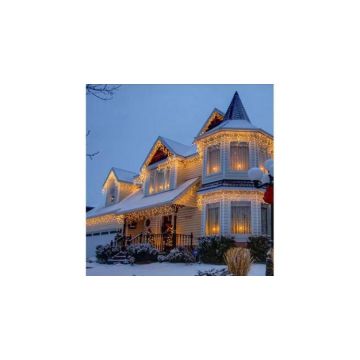 Instalatie de Craciun , tip franjuri / turturi, 10 m, 240 leduri, alb cald