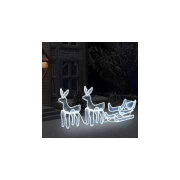 Instalatie lumini Craciun 2 reni si sanie cu plasa, 320 LED-uri