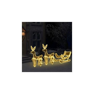 Instalatie lumini Craciun 2 reni si sanie cu plasa 320 leduri