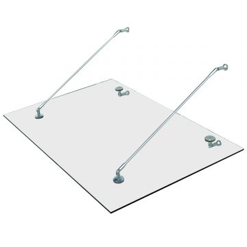 Outsunny - Tettoia porta d'ingresso baldacchino pensilina in vetro trasparente e acciaio inox