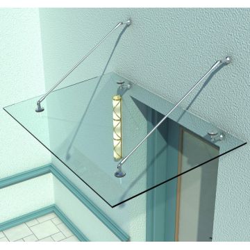 Outsunny - Tettoia porta d'ingresso baldacchino pensilina in vetro trasparente e acciaio inox